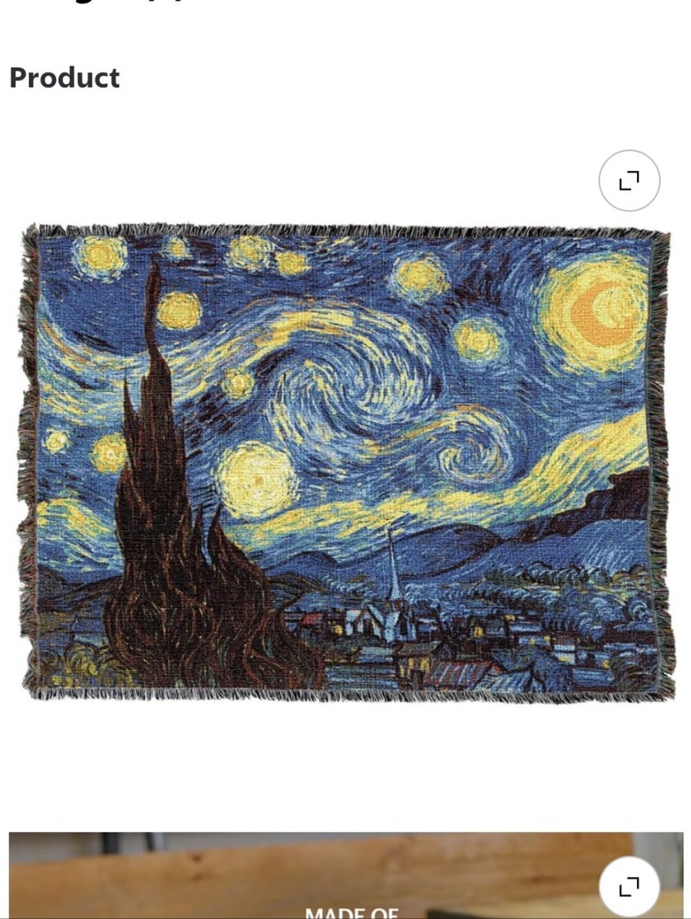 50x60 Starry Night Van Gogh Tapestry Jacquard Blanket Throw